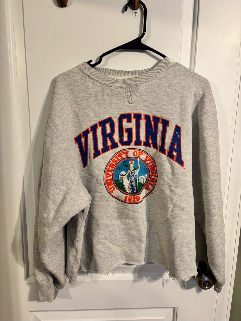 Vintage University of Virginia Gray Cropped Crewneck Sweatshirt
